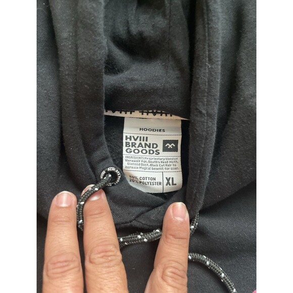 HVIII Brand Goods Hoodie Size XL Momento Mori Black Skull Fitness Pullover - Picture 7 of 7